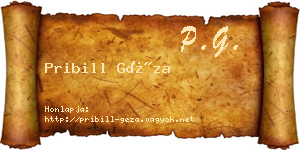Pribill Géza névjegykártya